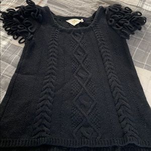 Anthropologie HWR loop cap sleeve black sweater S